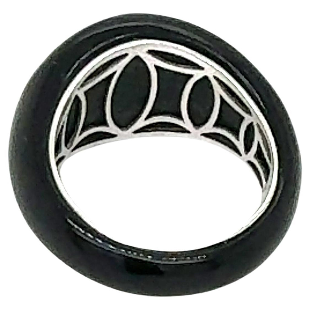 Natural Pear Shaped Diamond Gypsy Ring Black Resin 18k White Gold