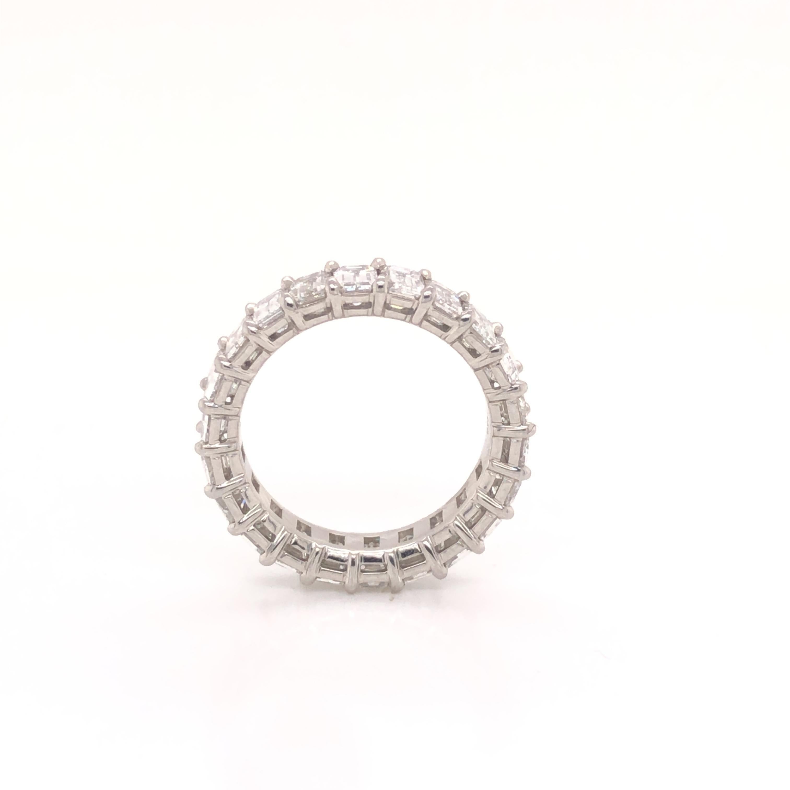Platinum Diamond Emerald Cut Eternity Band 5.40 Ct.