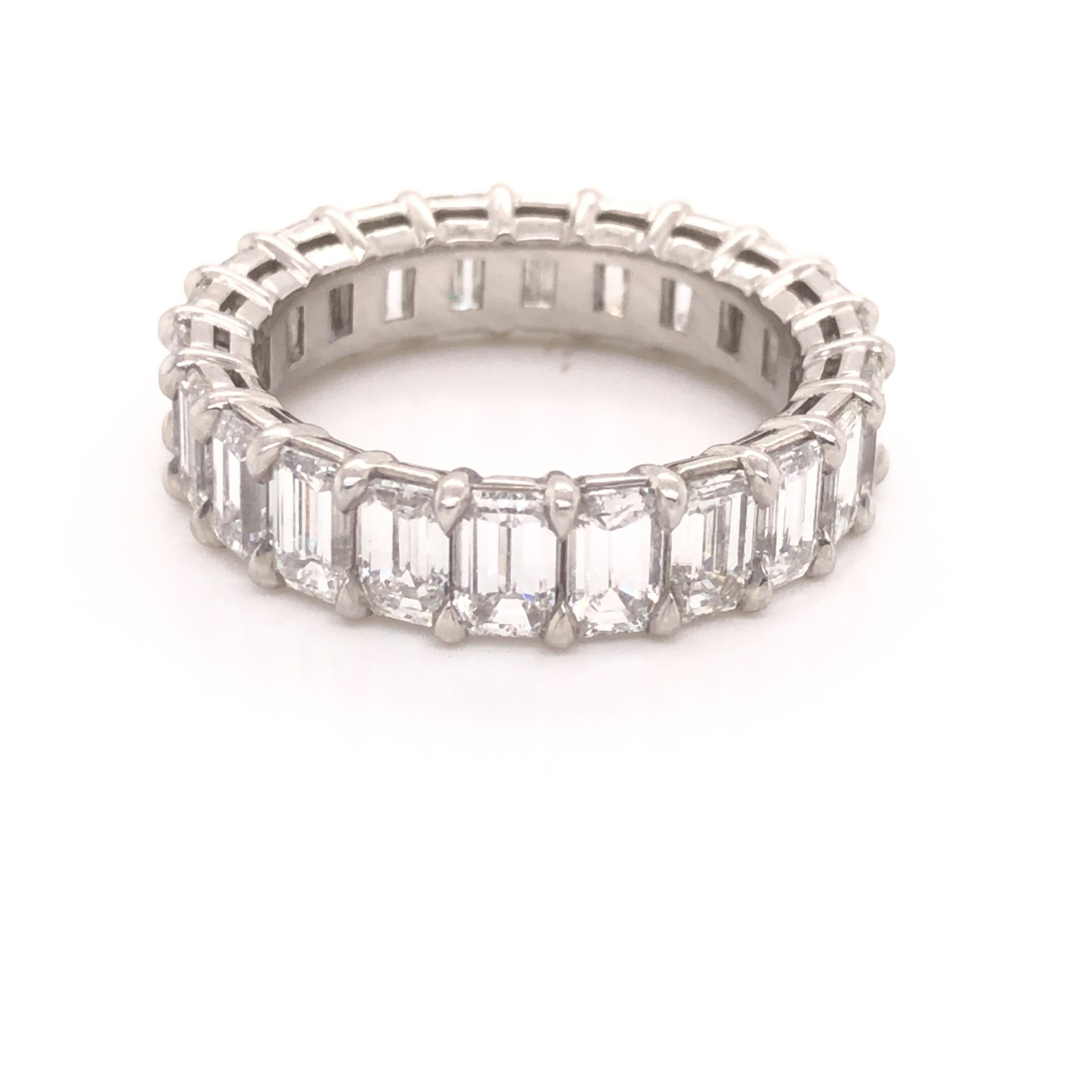 Platinum Diamond Emerald Cut Eternity Band 5.40 Ct.