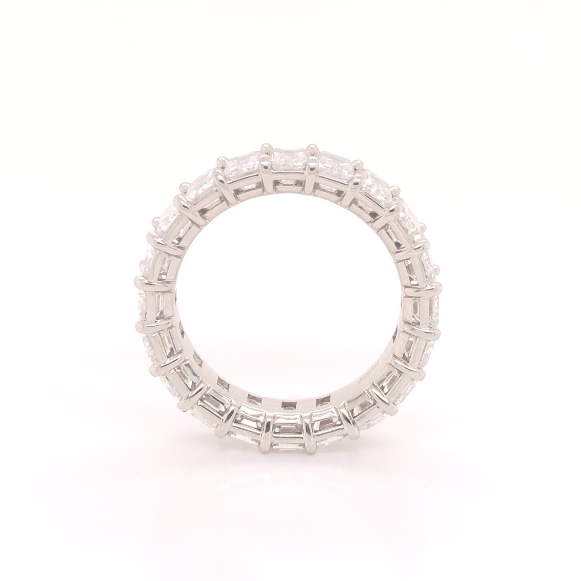 Platinum Diamond Emerald Cut Eternity Band 8.05 Ct