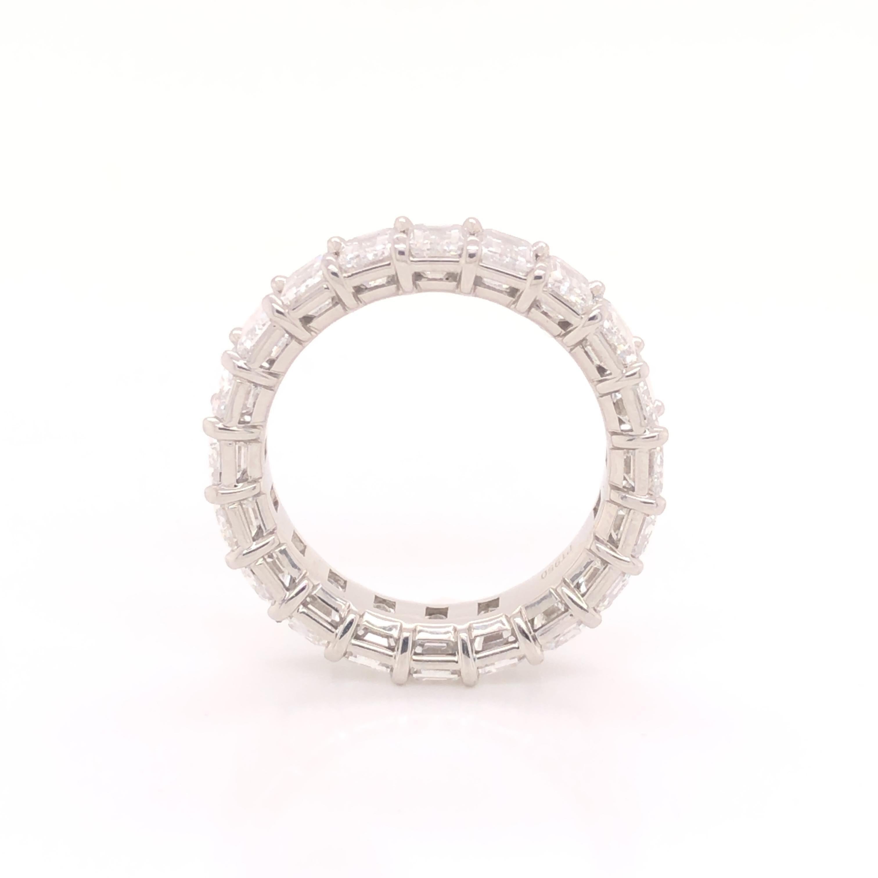 Platinum Diamond Emerald Cut Eternity Band 8.05 Ct