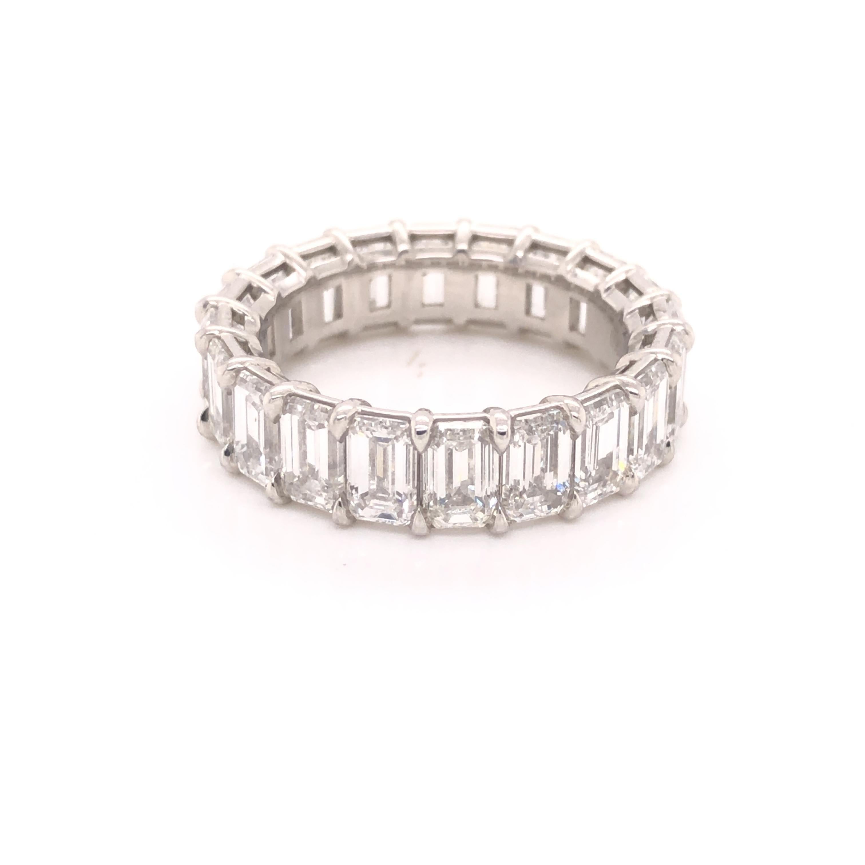 Platinum Diamond Emerald Cut Eternity Band 8.05 Ct