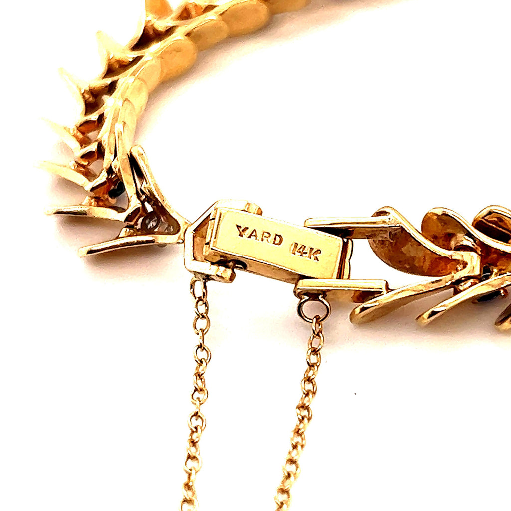 Raymond Yard Retro Diamond & Sapphire Articulated Yellow Gold Bracelet