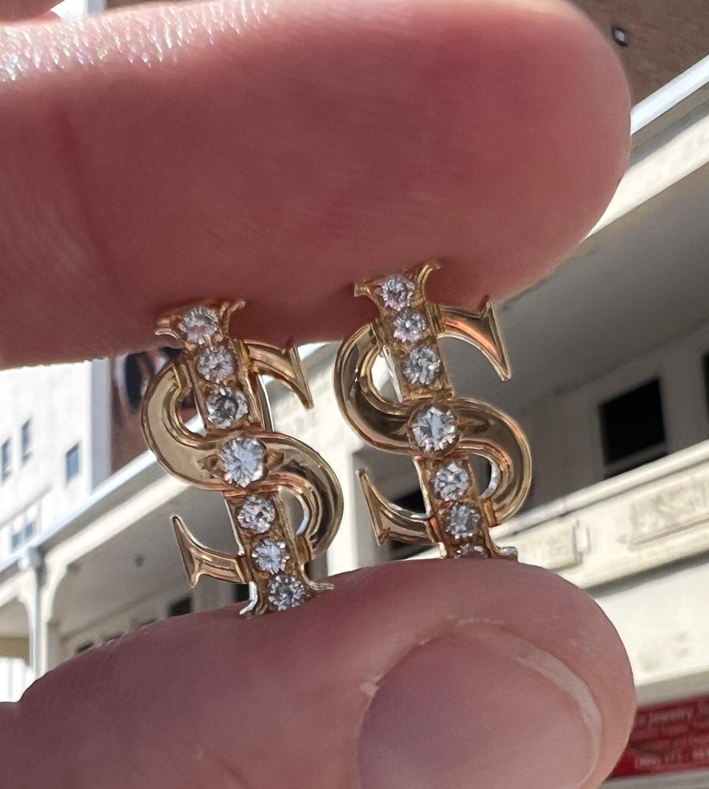 Retro Diamond Dollar Sign Cufflinks  18k Yellow Gold Mayors