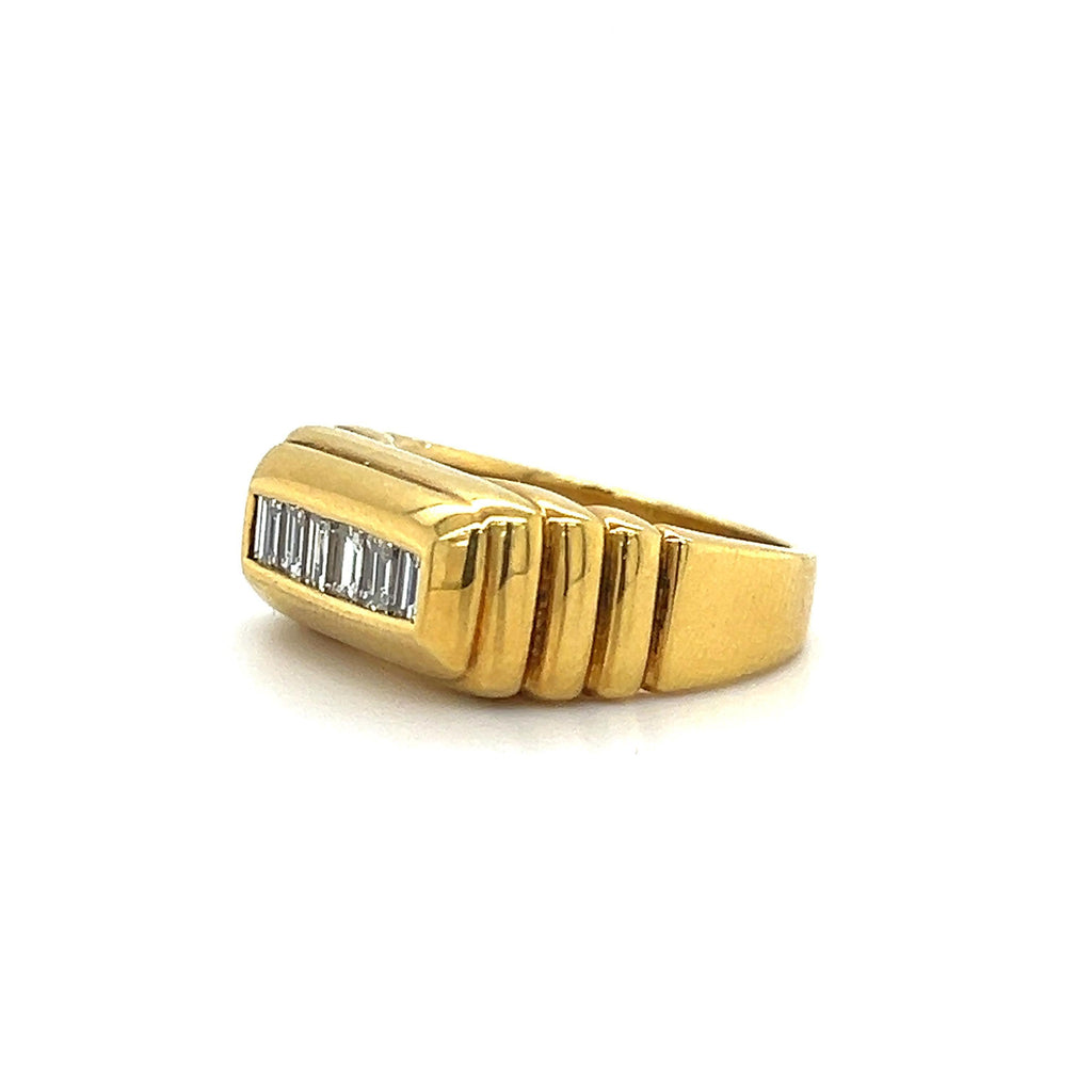 Retro Diamond Pyramid 18k Yellow Gold Statement Ring