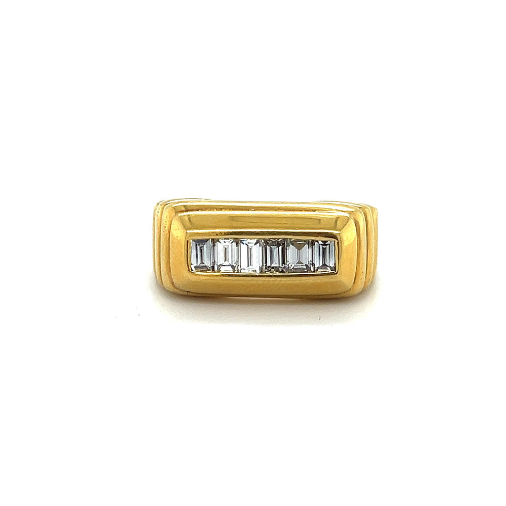 Retro Diamond Pyramid 18k Yellow Gold Statement Ring