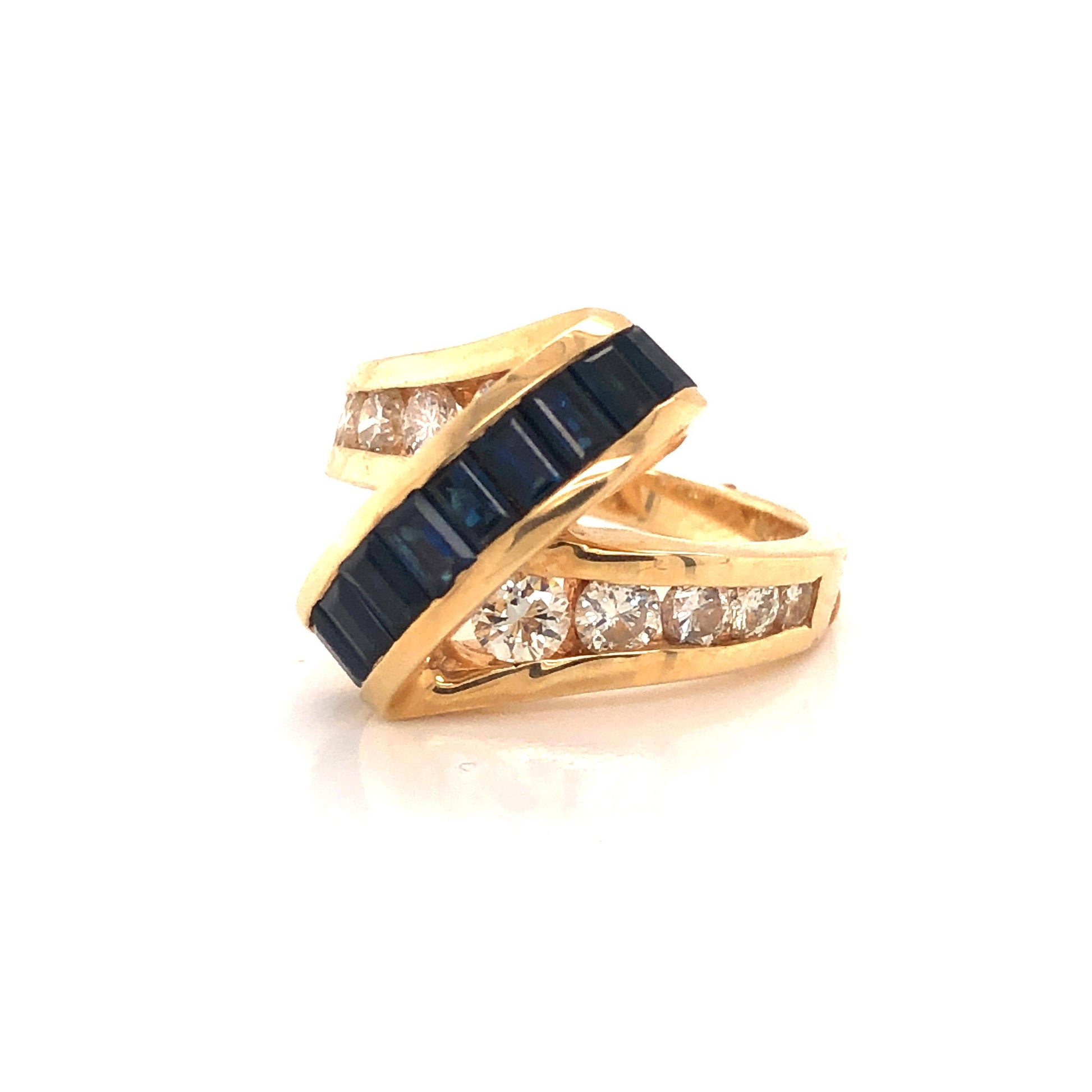 Retro Sapphire & Diamond Yellow Gold Cocktail Ring