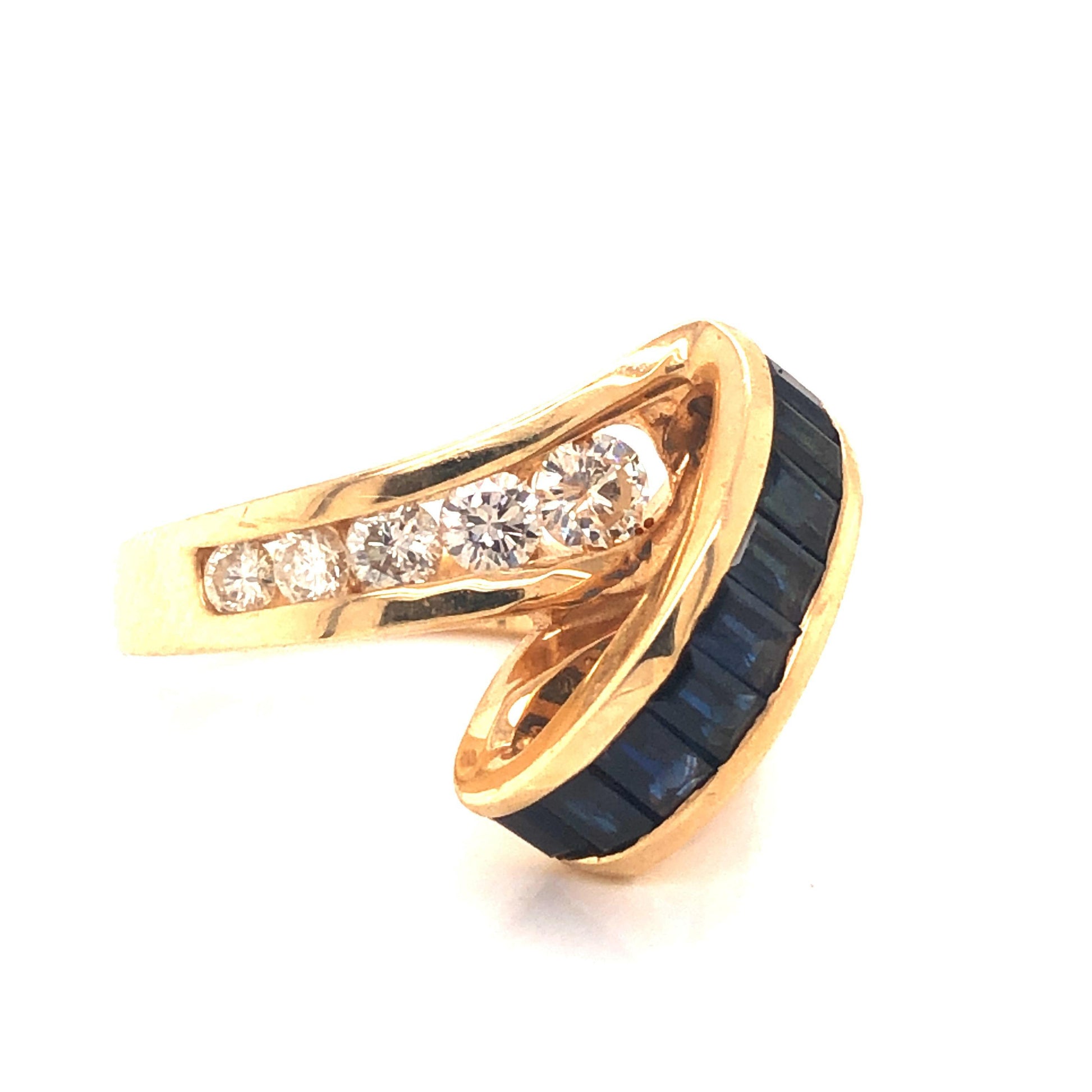 Retro Sapphire & Diamond Yellow Gold Cocktail Ring