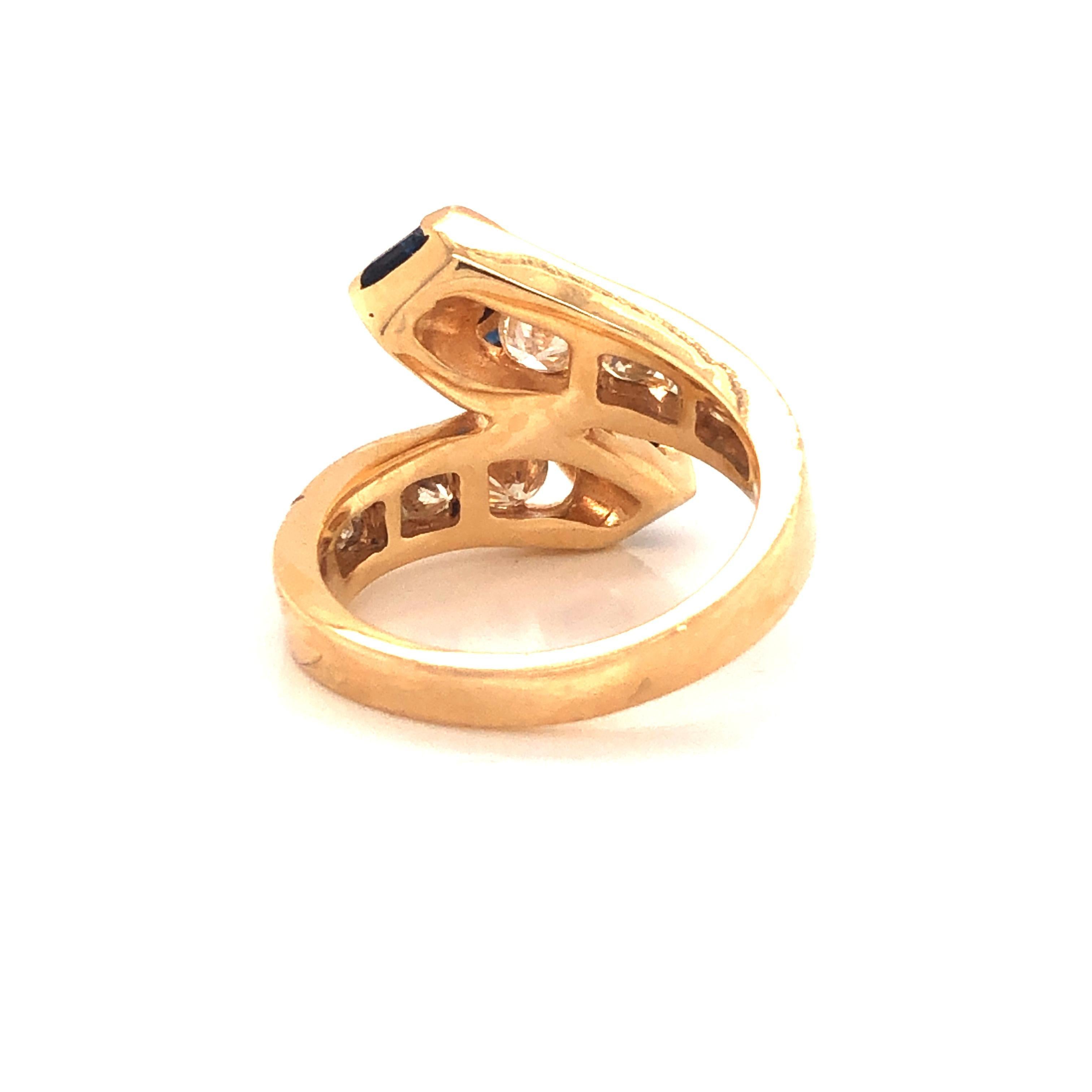 Retro Sapphire & Diamond Yellow Gold Cocktail Ring