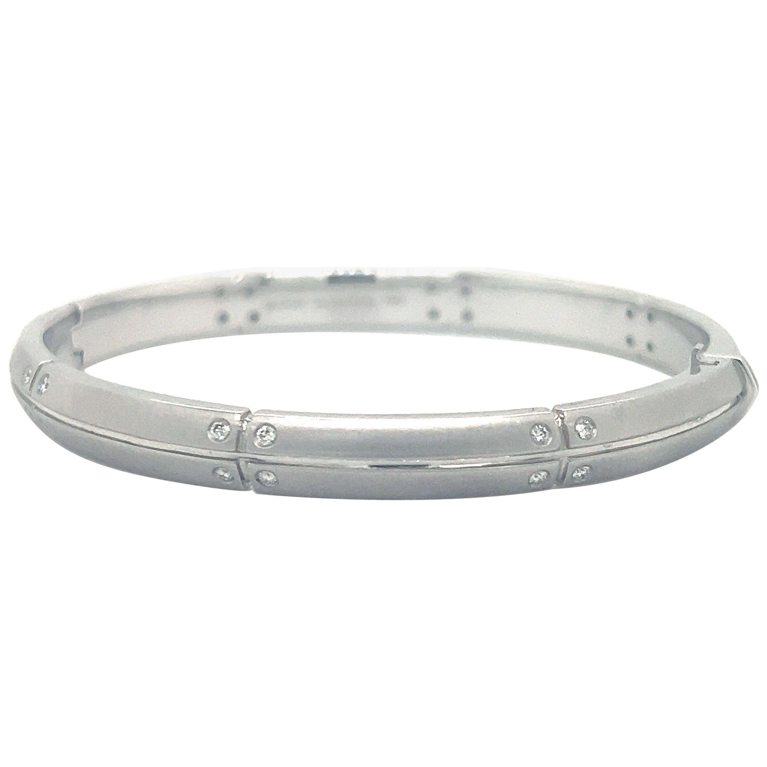 Tiffany & Co. 18k White Gold Streamerica Bangle Bracelet With Diamonds