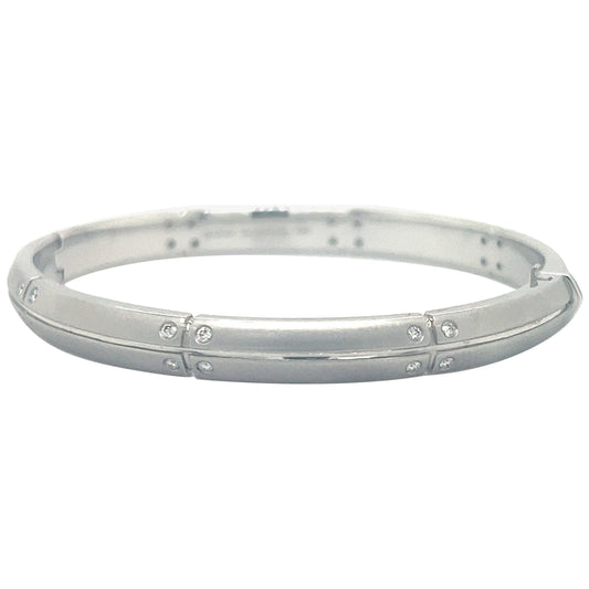 Tiffany & Co. 18k White Gold Streamerica Bangle Bracelet With Diamonds