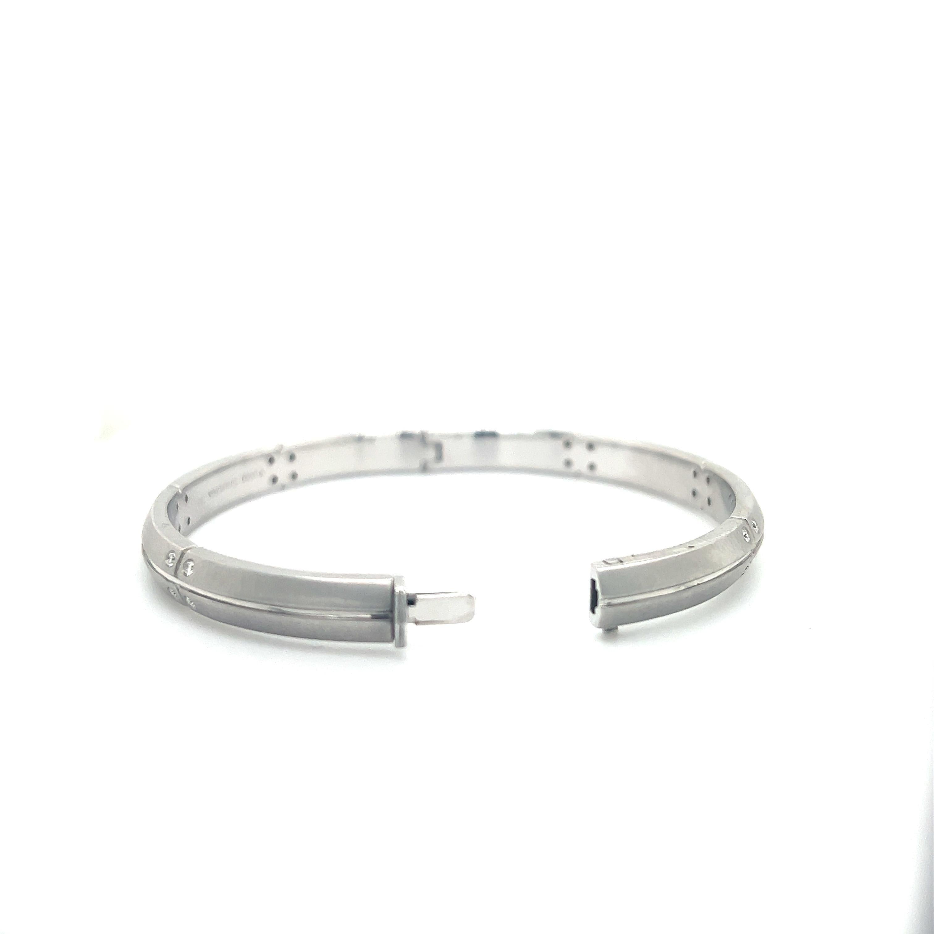Tiffany & Co. 18k White Gold Streamerica Bangle Bracelet With Diamonds