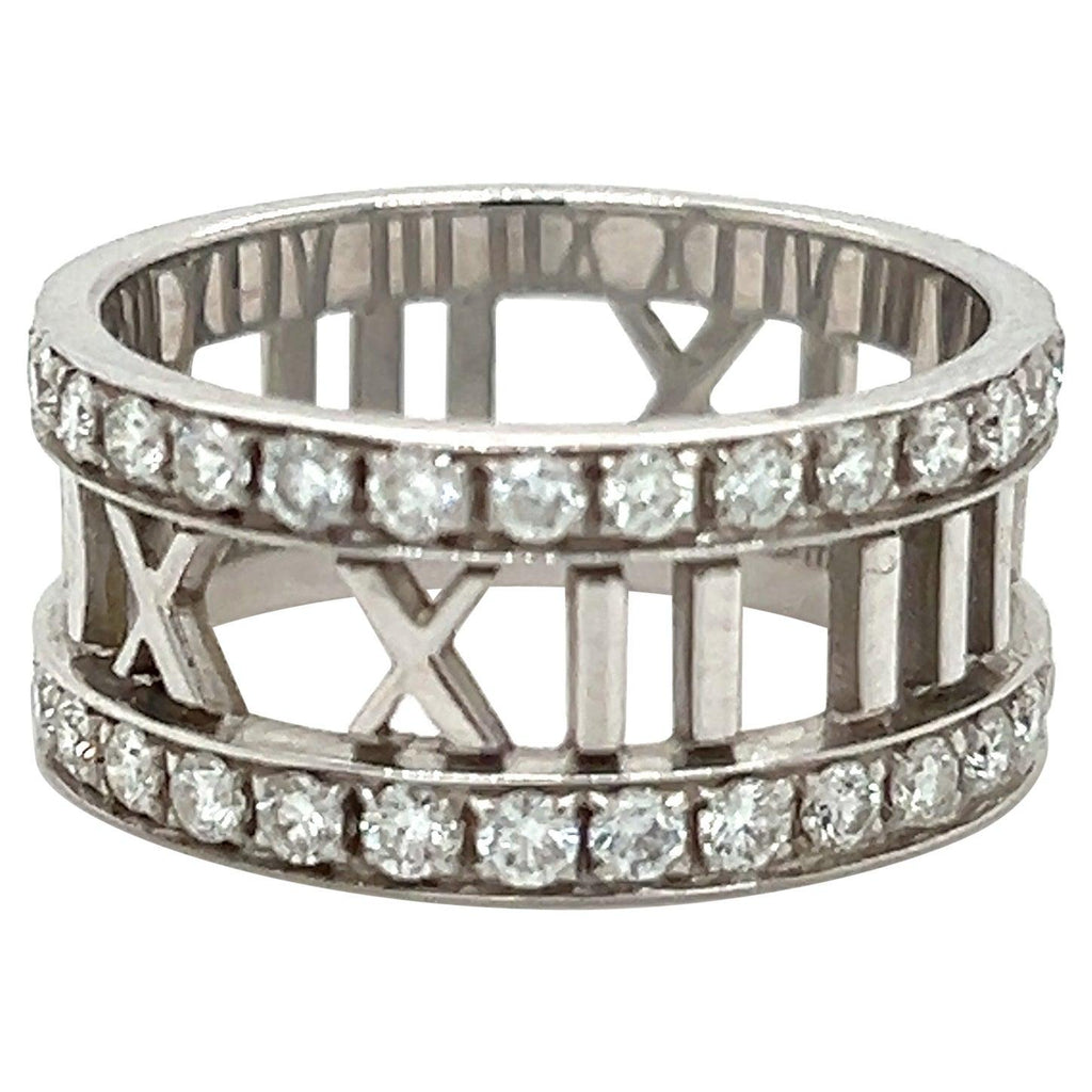 Tiffany & Co. Atlas Open Work Diamond 18k White Gold Ring