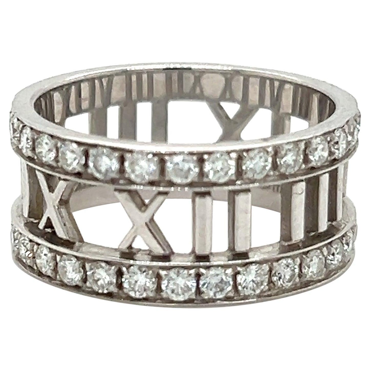 Tiffany & Co. Atlas Open Work Diamond 18k White Gold Ring