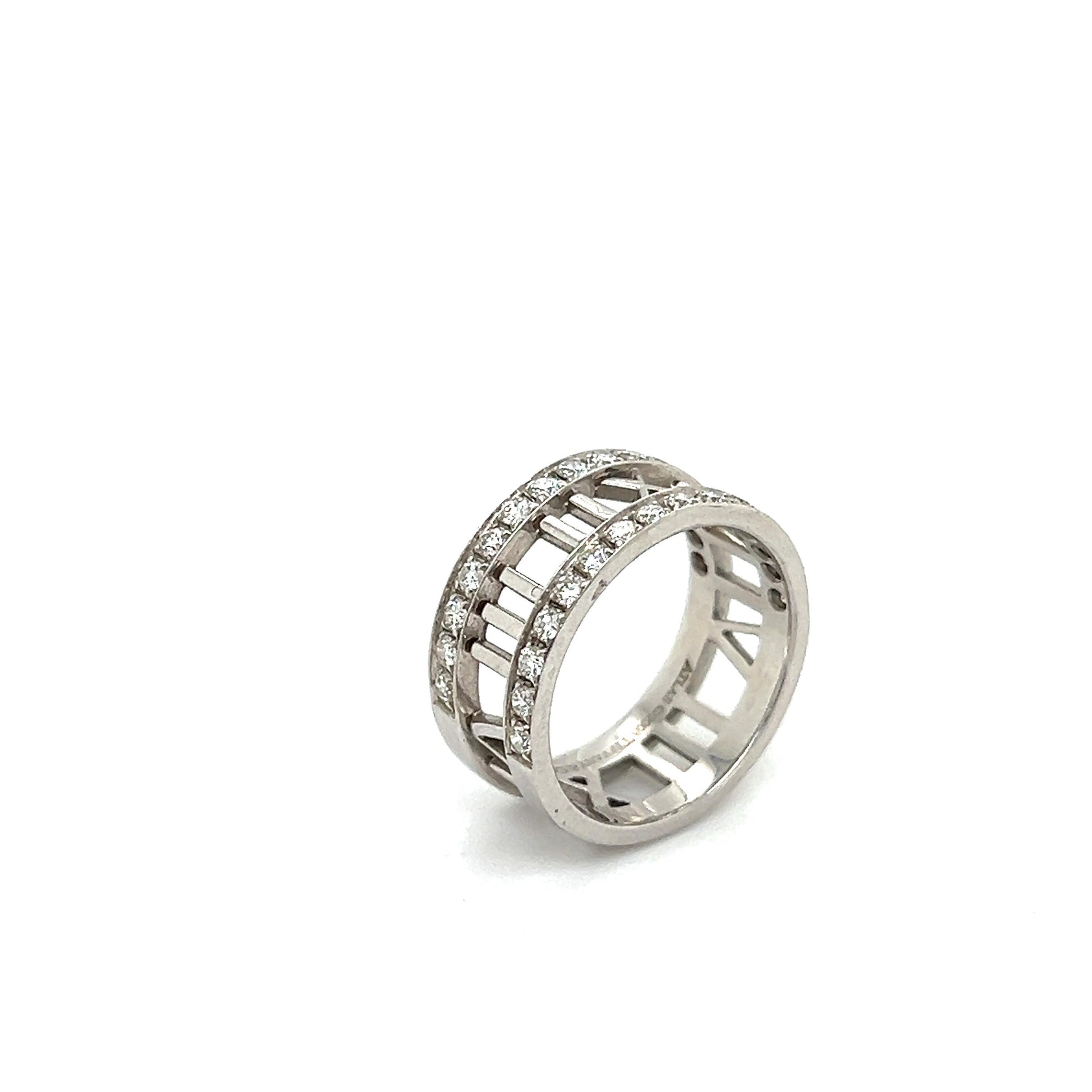 Tiffany & Co. Atlas Open Work Diamond 18k White Gold Ring