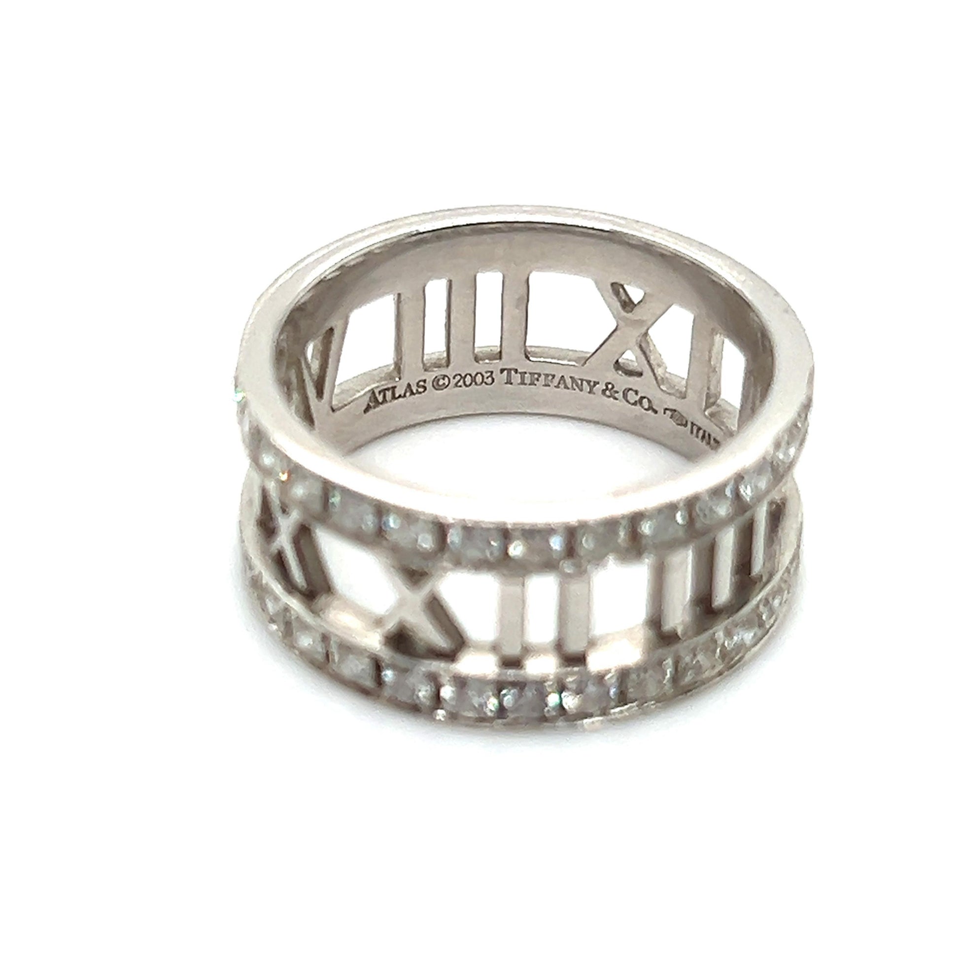 Tiffany & Co. Atlas Open Work Diamond 18k White Gold Ring
