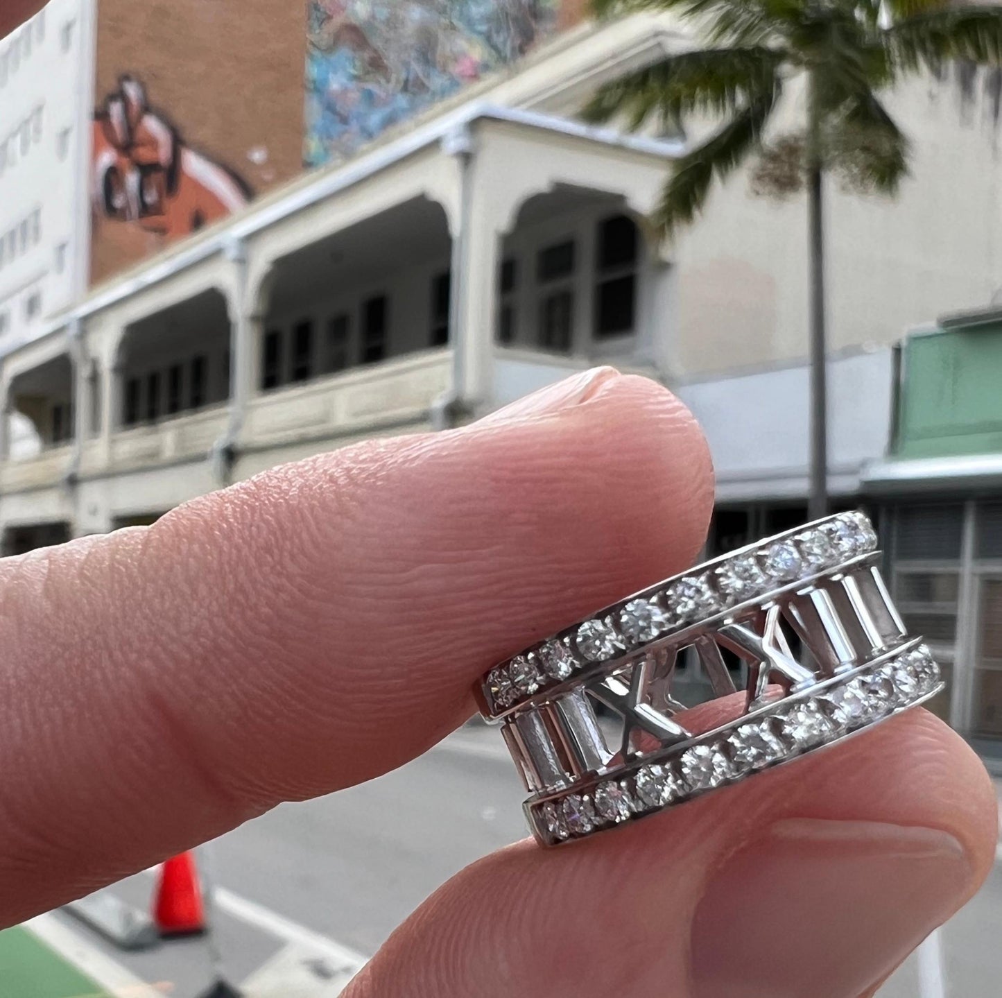 Tiffany & Co. Atlas Open Work Diamond 18k White Gold Ring