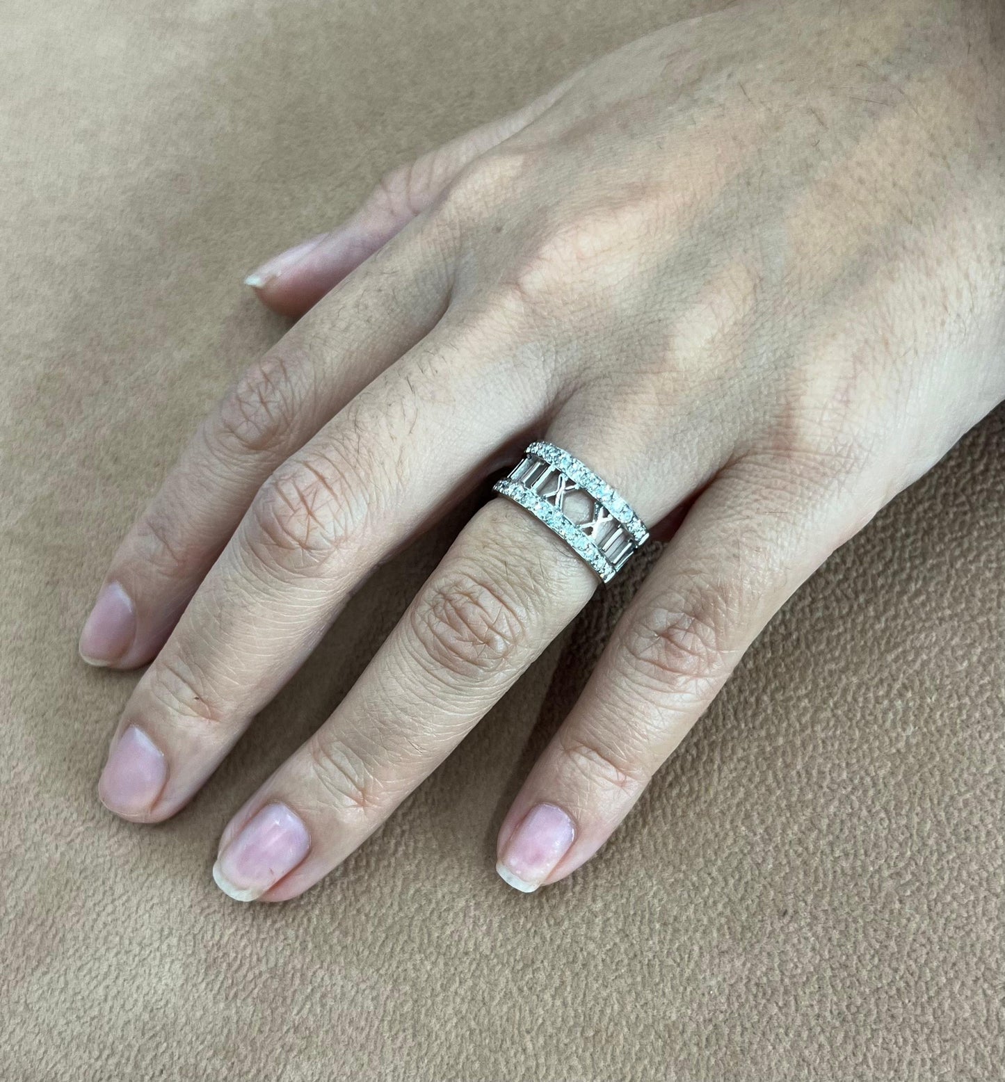 Tiffany & Co. Atlas Open Work Diamond 18k White Gold Ring