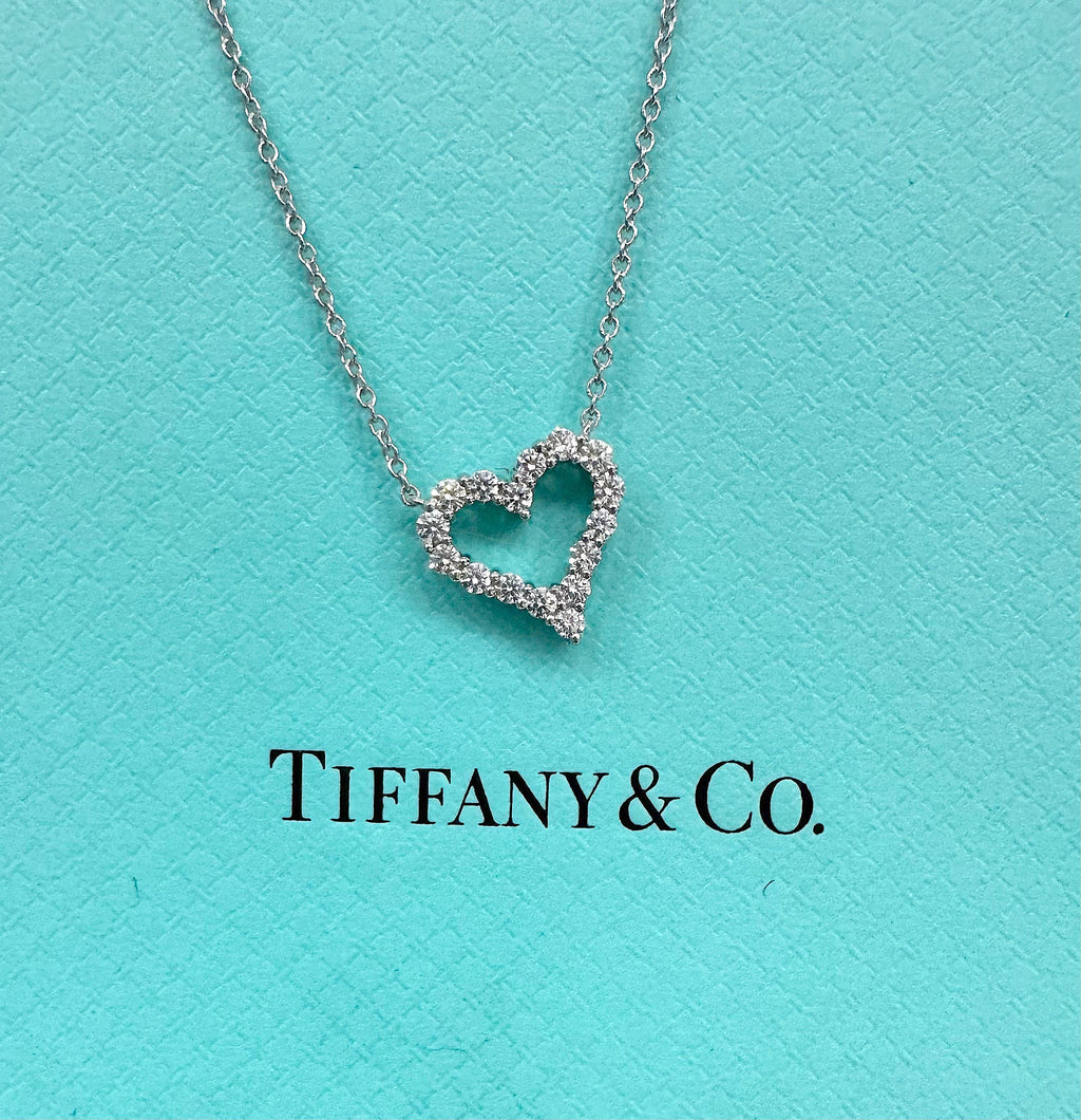 Tiffany & Co. Platinum 950 Diamond Heart Pendant Necklace 0.25 Carat