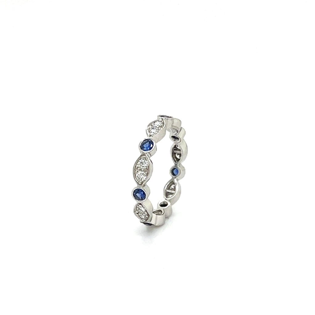 Tiffany & Co. Platinum & Diamond Sapphire Band Ring Stackable Size 5.75