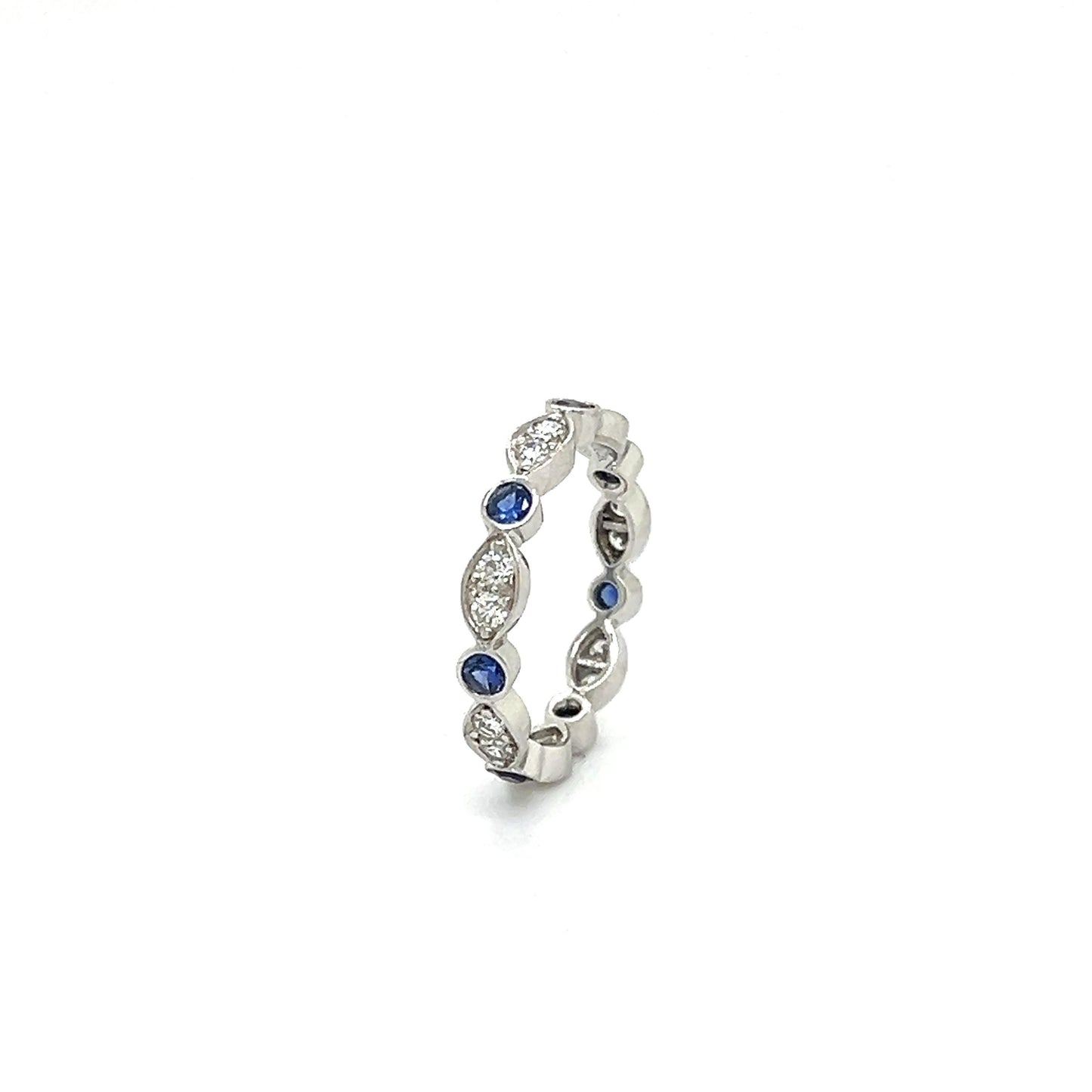 Tiffany & Co. Platinum & Diamond Sapphire Band Ring Stackable Size 5.75