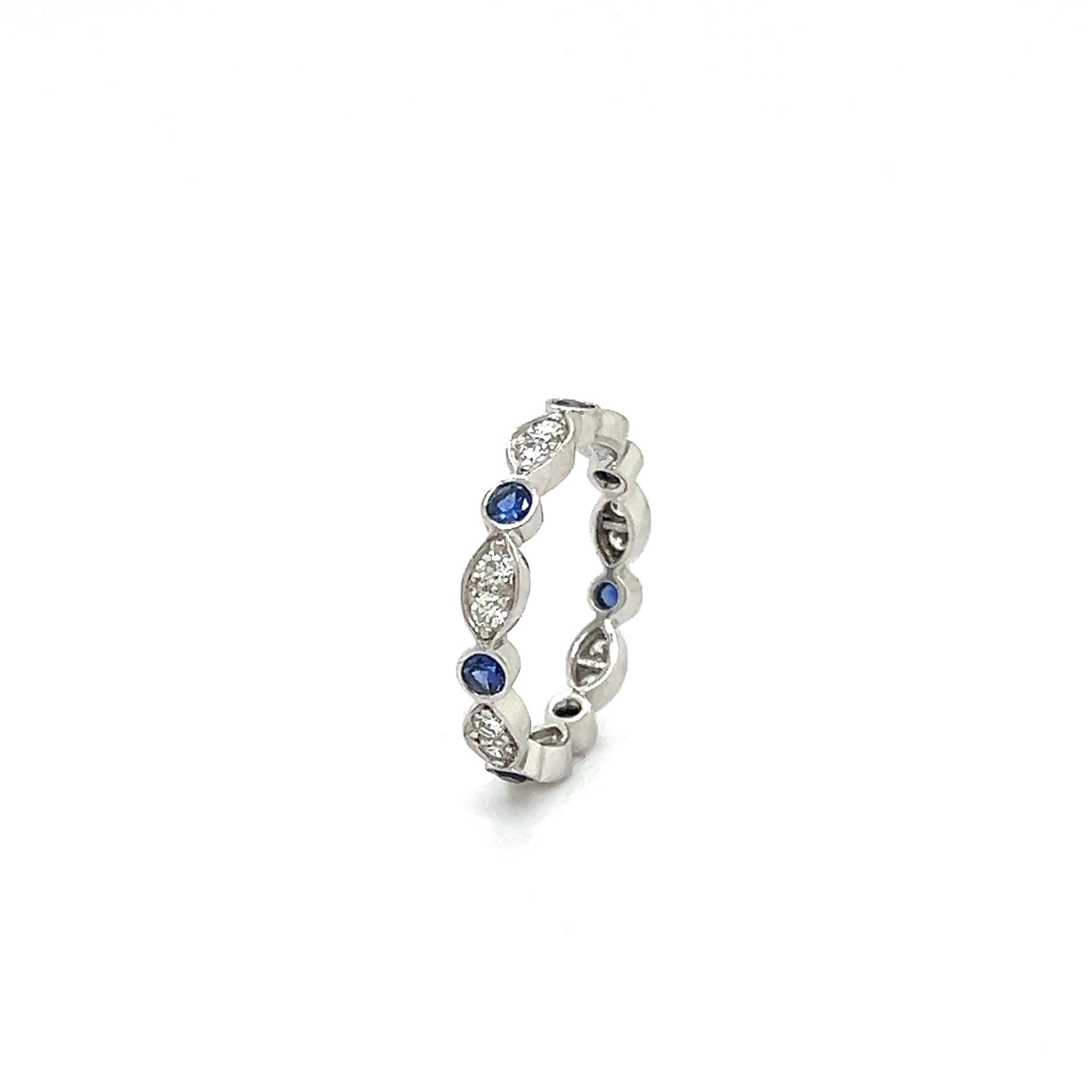 Tiffany & Co. Platinum & Diamond Sapphire Band Ring Stackable Size 5.75