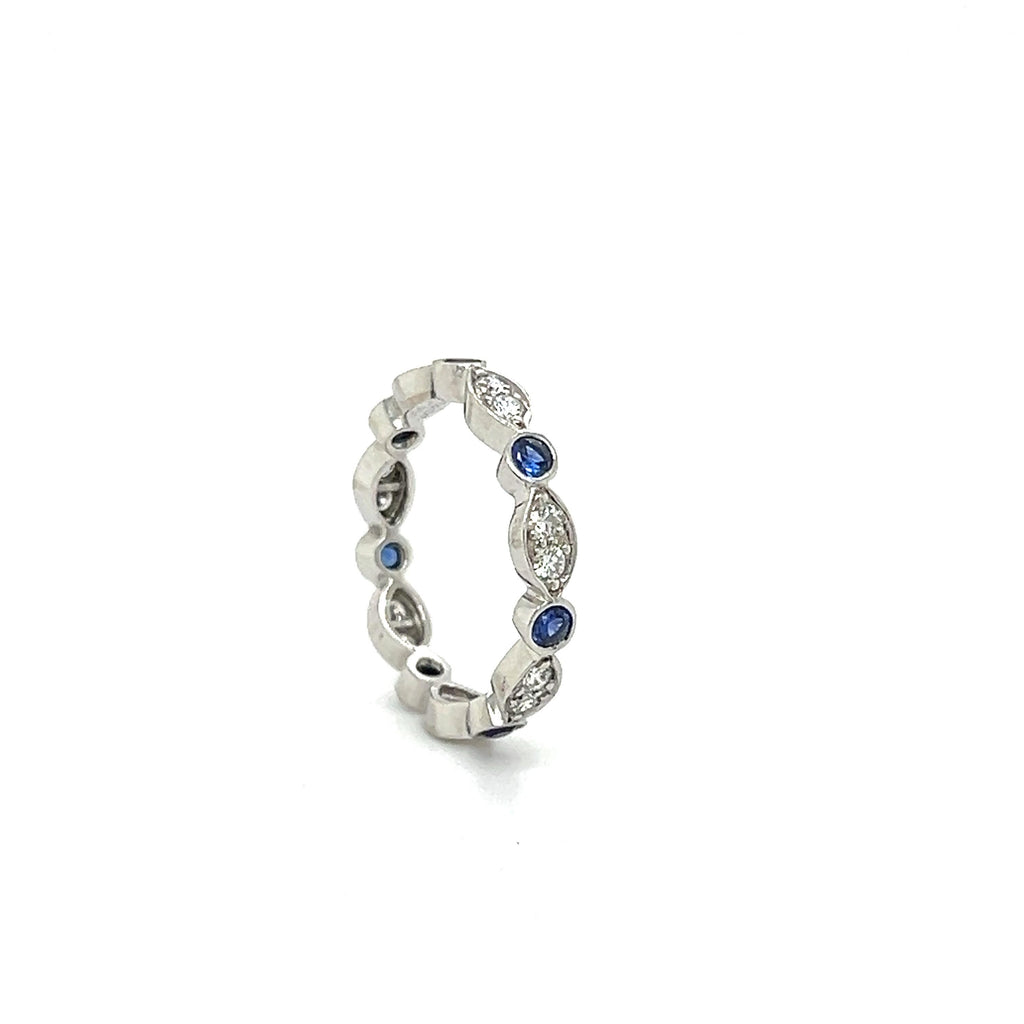 Tiffany & Co. Platinum & Diamond Sapphire Band Ring Stackable Size 5.75