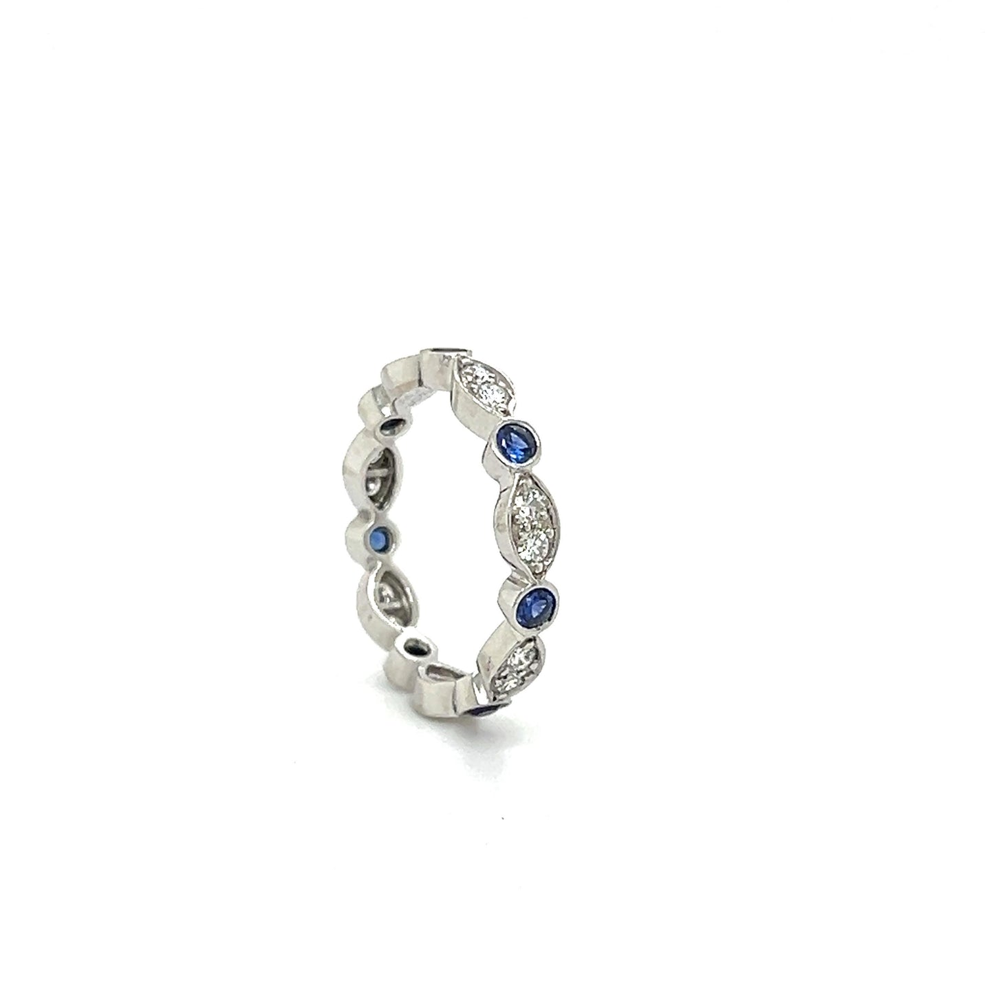 Tiffany & Co. Platinum & Diamond Sapphire Band Ring Stackable Size 5.75
