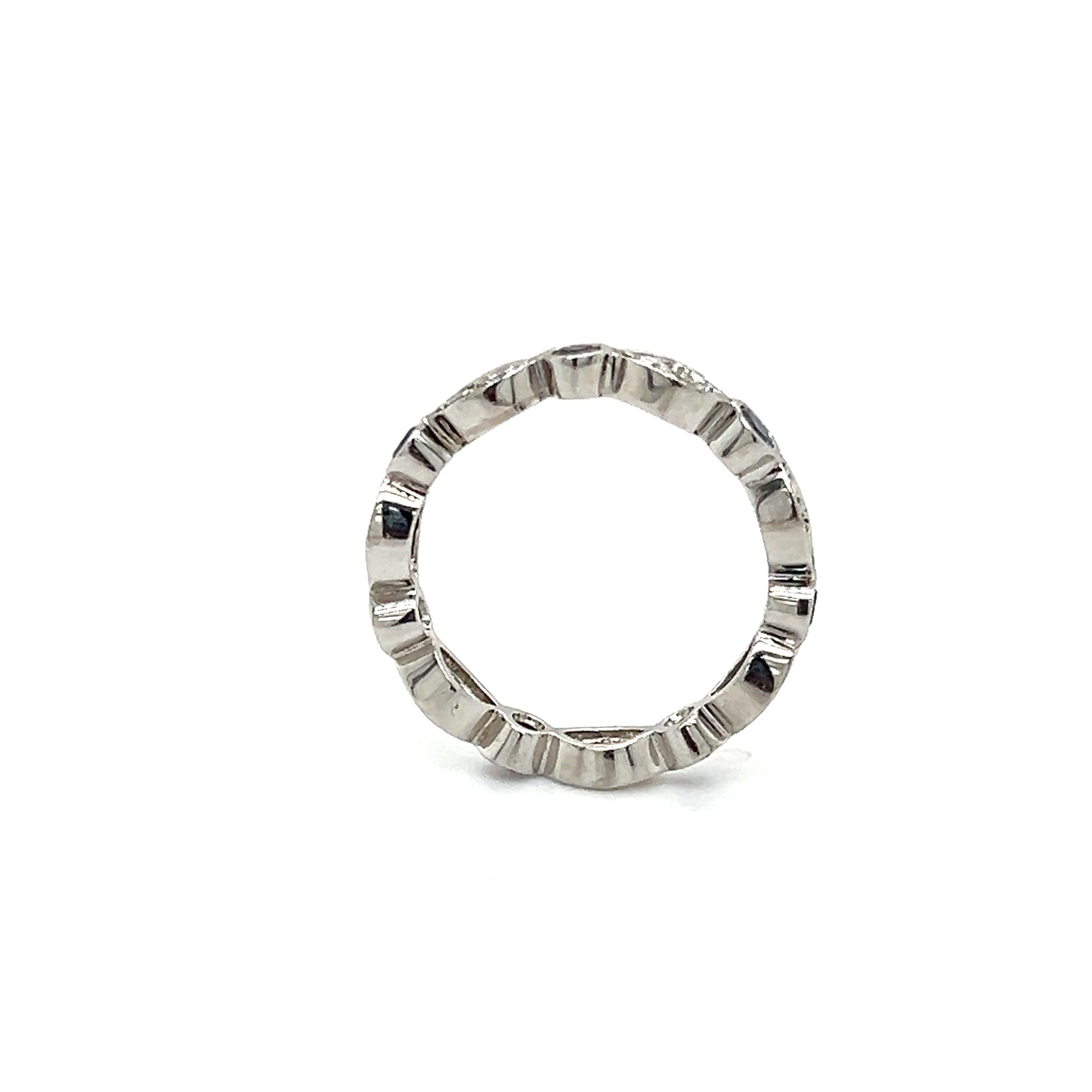 Tiffany & Co. Platinum & Diamond Sapphire Band Ring Stackable Size 5.75