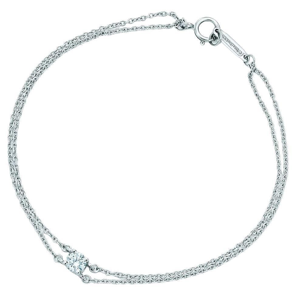 Tiffany & Co. Solitaire Diamond Bracelet Double Strand Platinum 0.17 Carat