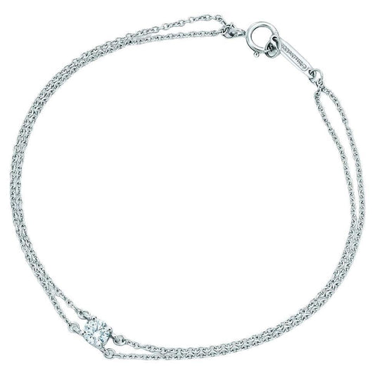 Tiffany & Co. Solitaire Diamond Bracelet Double Strand Platinum 0.17 Carat
