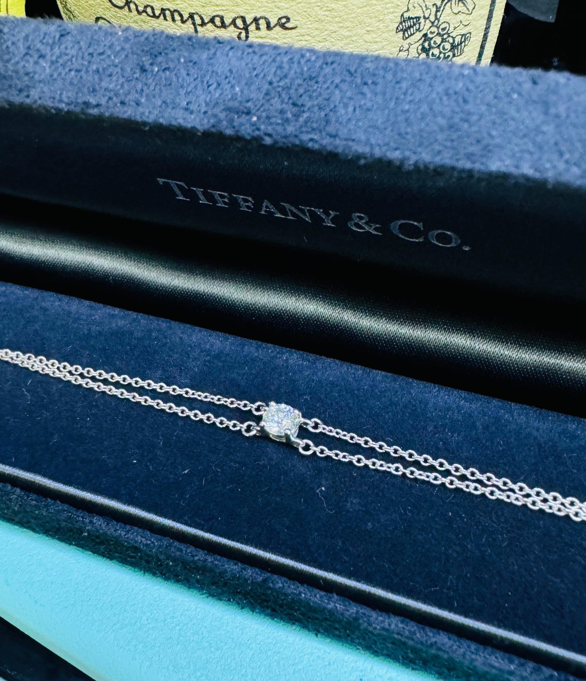 Tiffany & Co. Solitaire Diamond Bracelet Double Strand Platinum 0.17 Carat