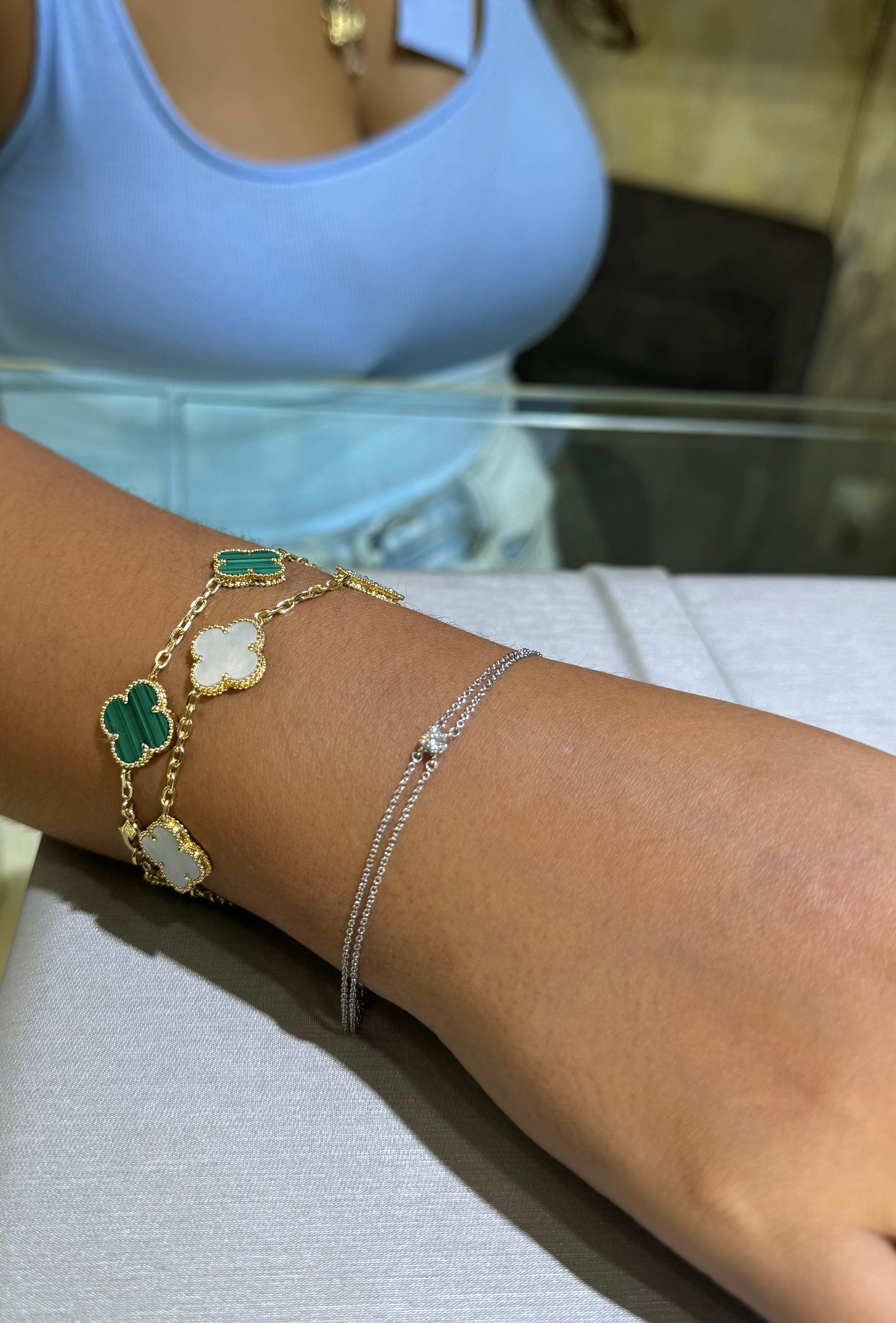 Tiffany & Co. Solitaire Diamond Bracelet Double Strand Platinum 0.17 Carat