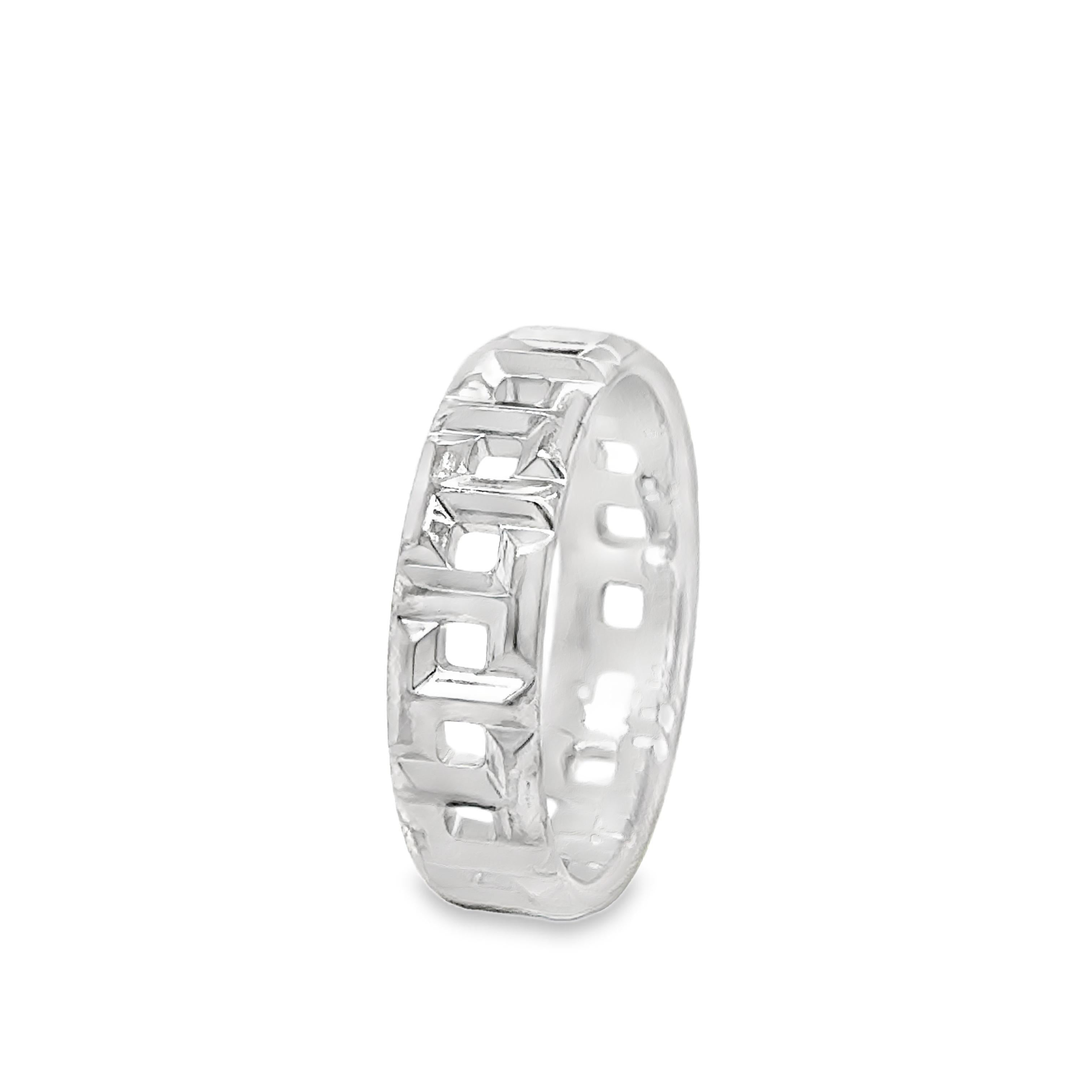 Tiffany & Co. T True Wide Ring in 18k White Gold Size 8