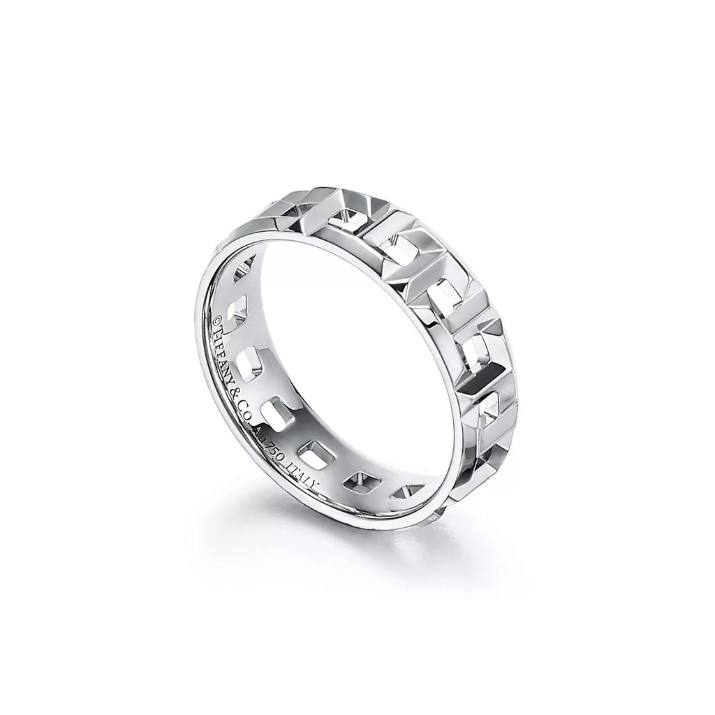 Tiffany & Co. T True Wide Ring in 18k White Gold Size 8