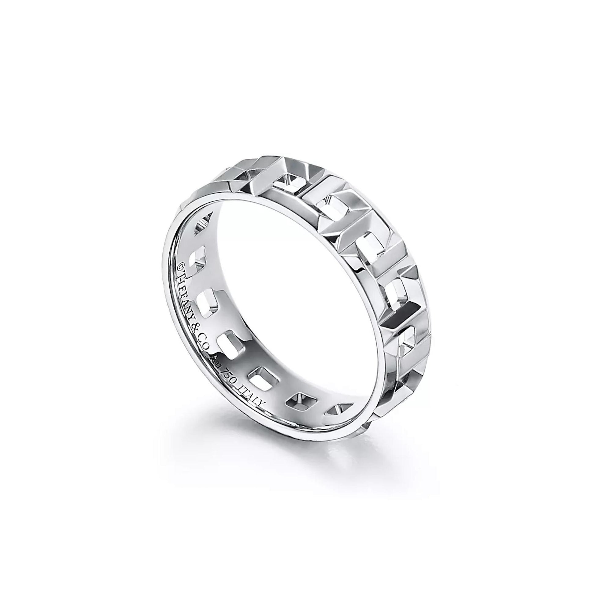 Tiffany & Co. T True Wide Ring in 18k White Gold Size 8