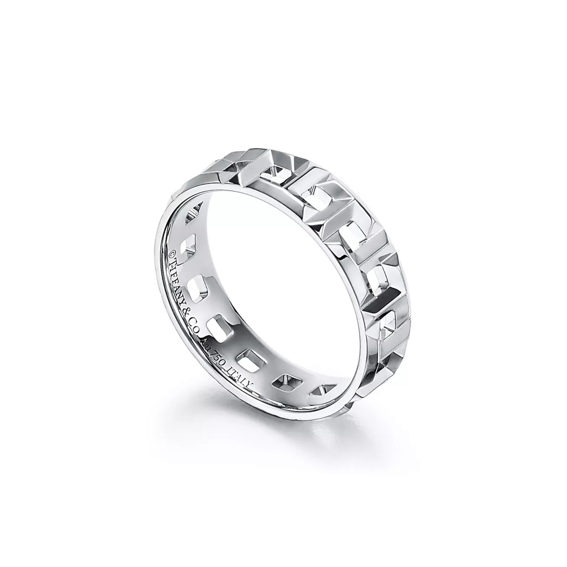 Tiffany & Co. T True Wide Ring in 18k White Gold Size 8