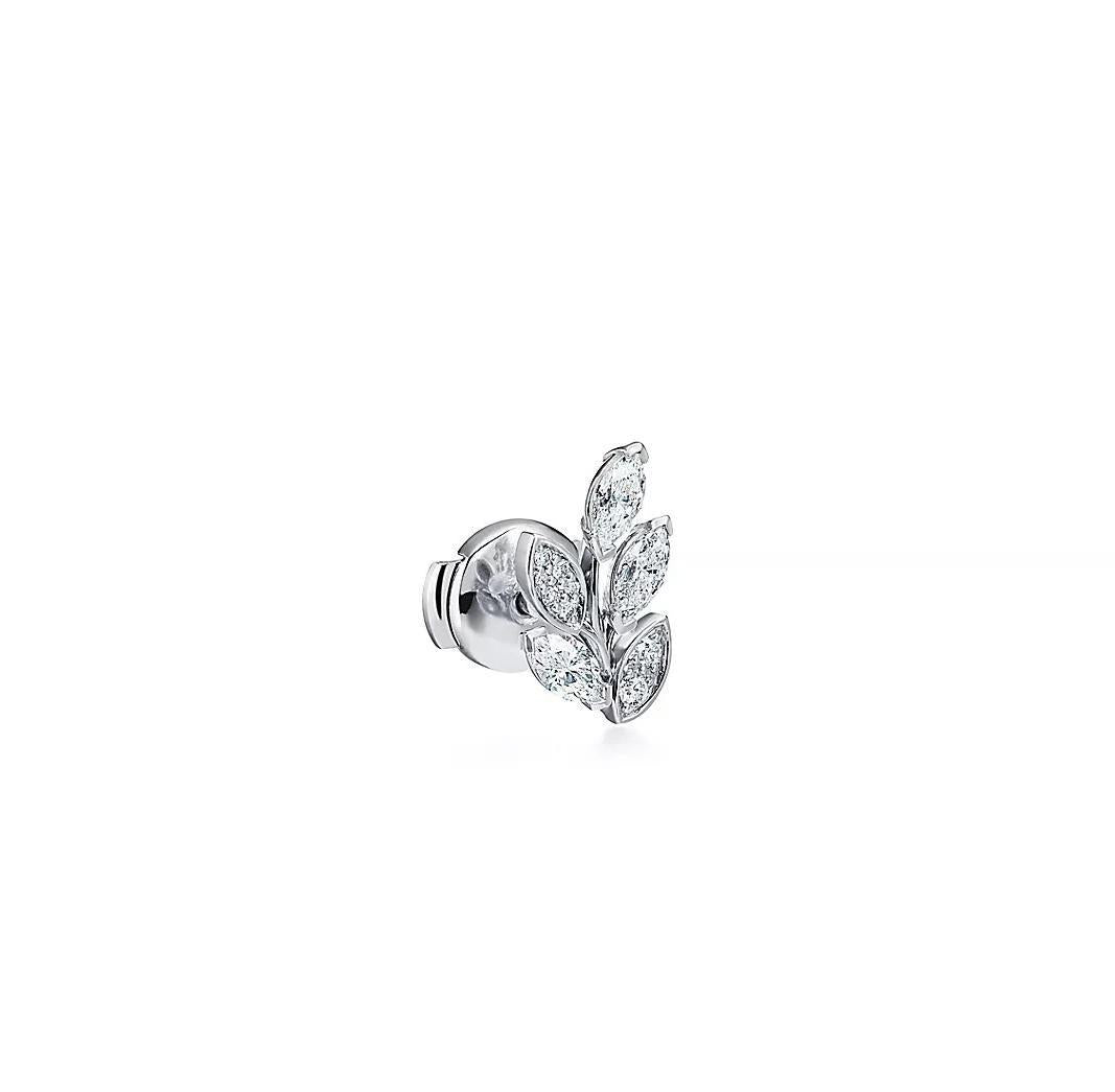 Tiffany & Co. Victoria Diamond Vine Earrings in Platinum Size Small 0.64 Ct.