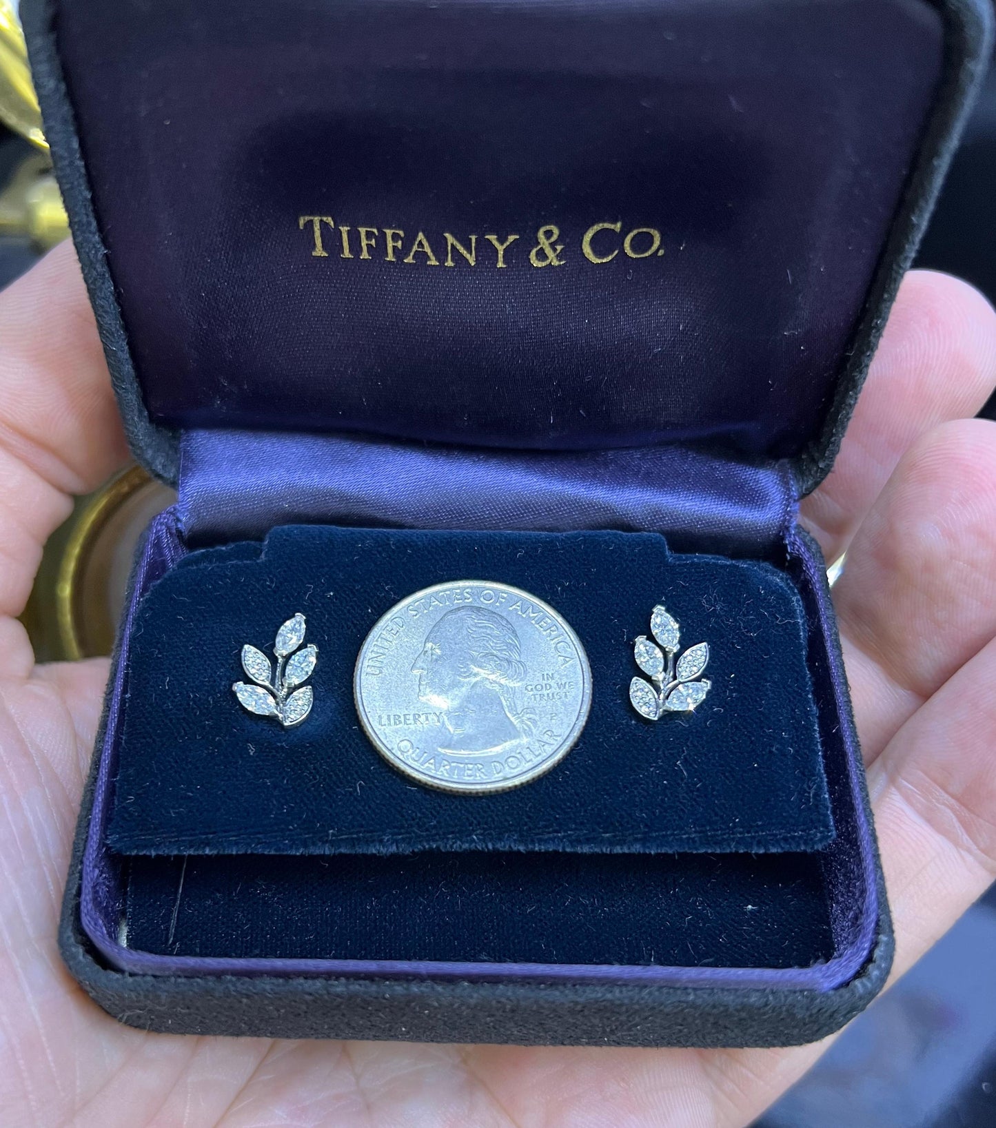 Tiffany & Co. Victoria Diamond Vine Earrings in Platinum Size Small 0.64 Ct.