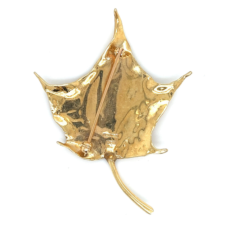 Tiffany & Co Vintage Maple Leaf Golden Brooch Pin