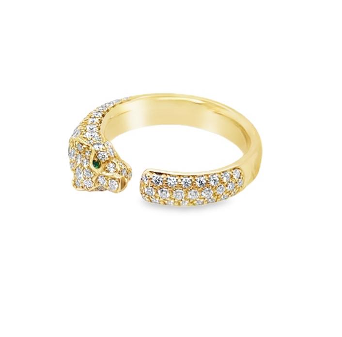 Cartier Panthere De Cartier Ring Yellow Gold Diamond Emerald & Onyx Size 56