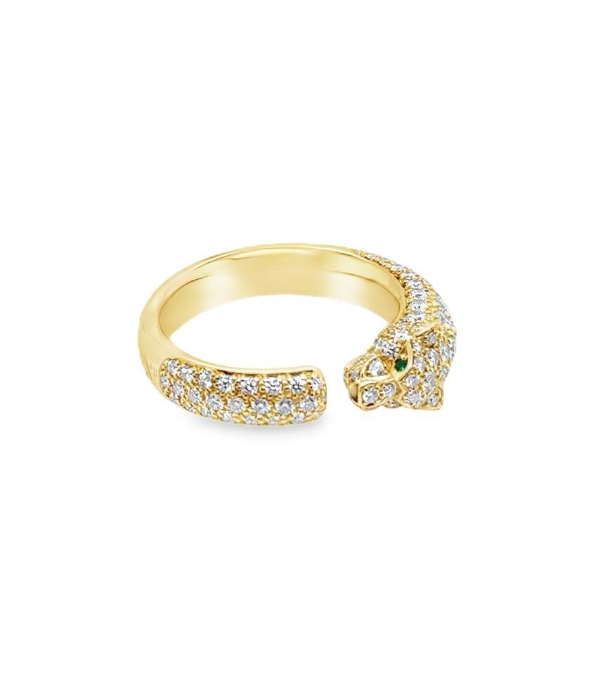 Cartier Panthere De Cartier Ring Yellow Gold Diamond Emerald & Onyx Size 56