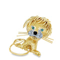 Van Cleef & Arpels Lion Ébouriffe Brooch 18k Estate Diamond Emerald & Onyx Gems
