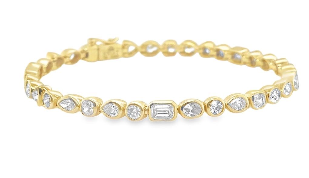 KWAIT Mixed Cut Diamond Portofino Line Bracelet 18k Yellow Gold 4.50 Carat