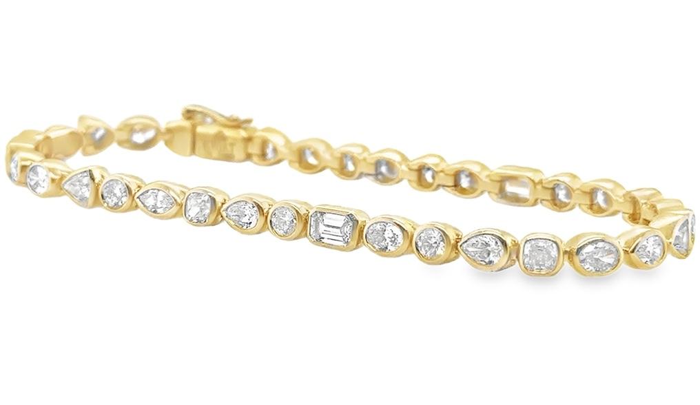 KWAIT Mixed Cut Diamond Portofino Line Bracelet 18k Yellow Gold 4.50 Carat