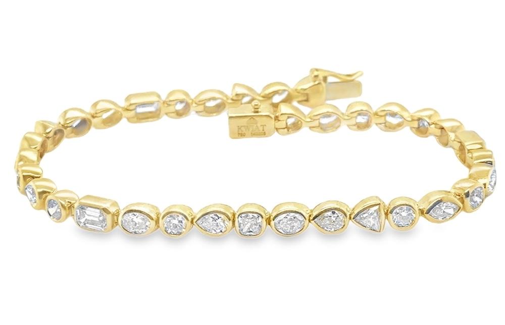 KWAIT Mixed Cut Diamond Portofino Line Bracelet 18k Yellow Gold 4.50 Carat