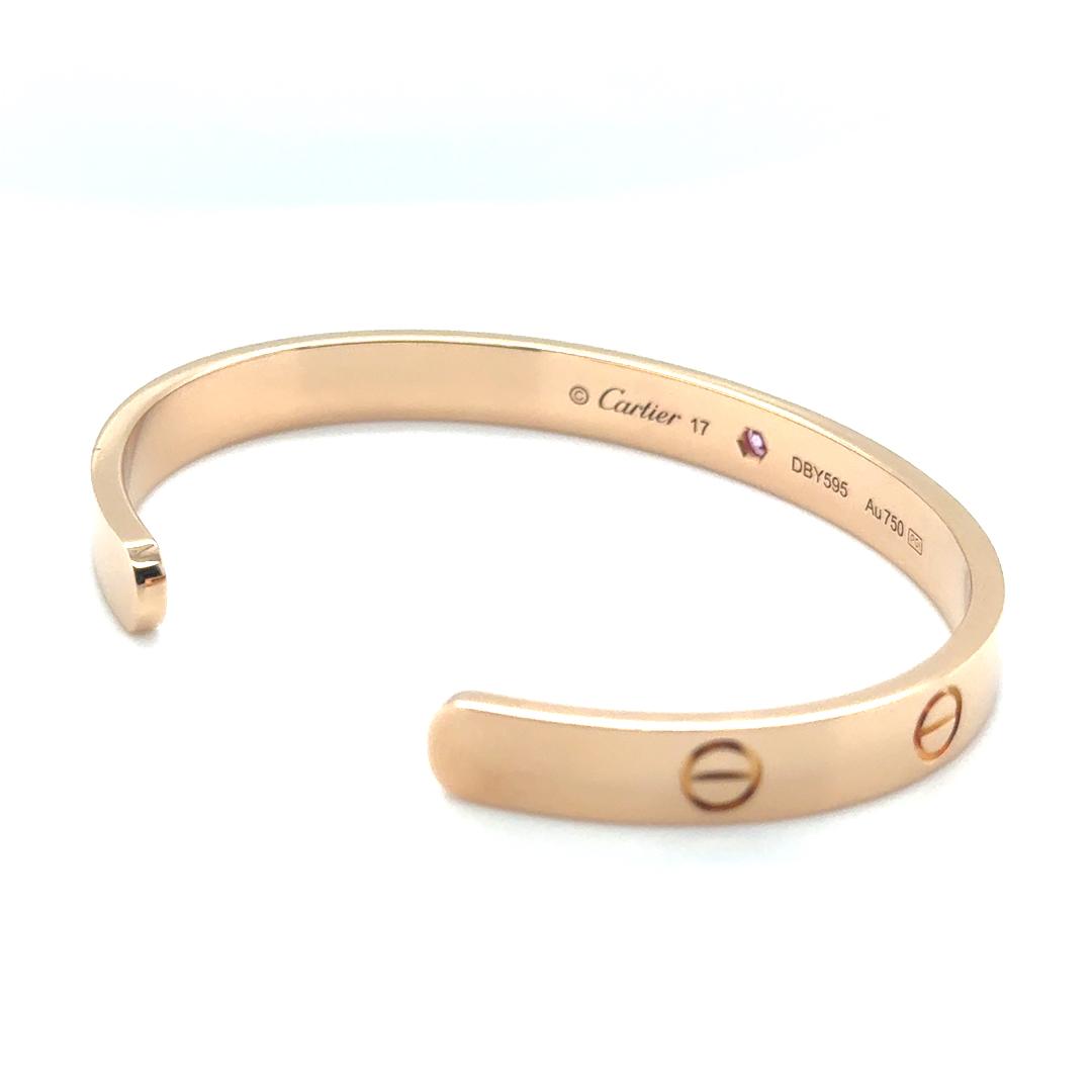 Cartier Love Cuff Bracelet Pink Sapphire Rose Gold Size 17