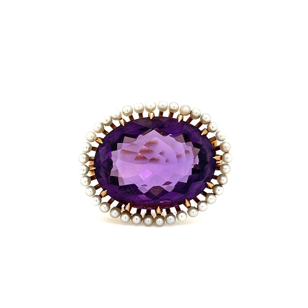 Victorian Era Amethyst & Seed Pearl Brooch Pendant