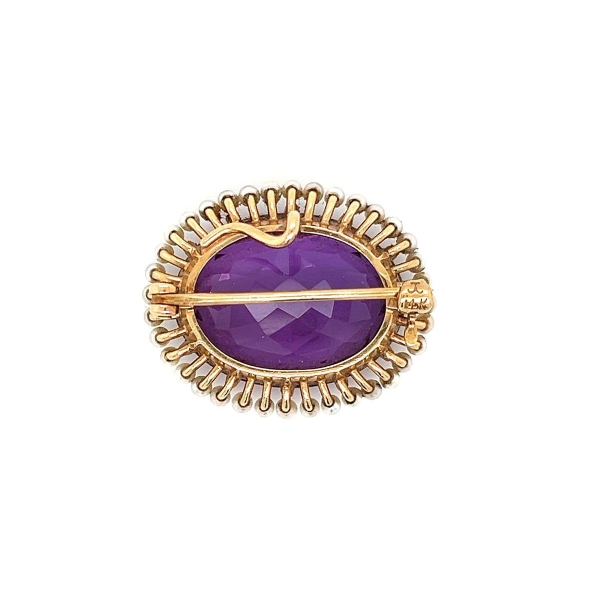 Victorian Era Amethyst & Seed Pearl Brooch Pendant