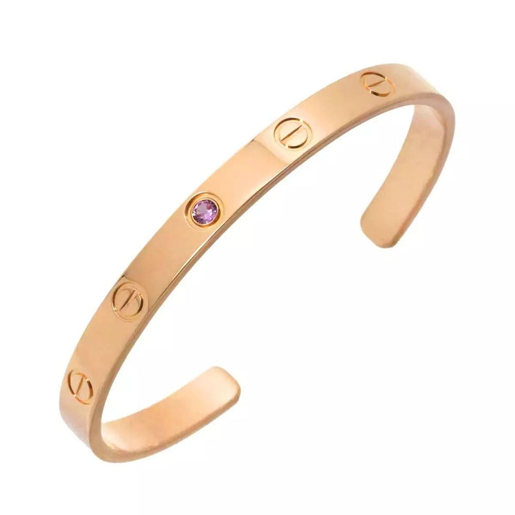 Cartier Love Cuff Bracelet Pink Sapphire Rose Gold Size 17